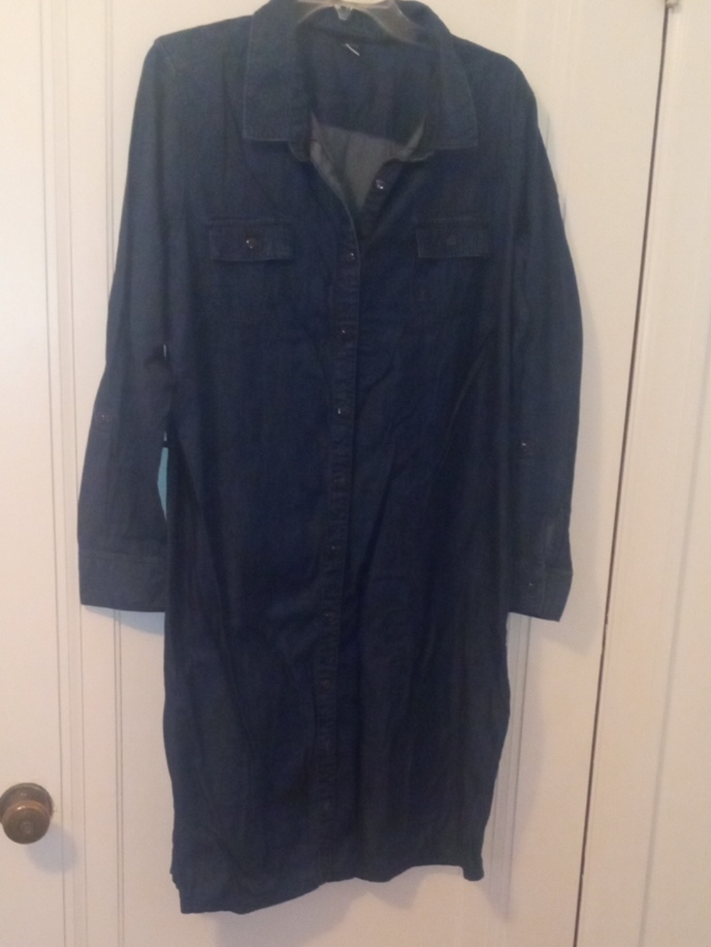 Women's Dark Blue Denim Shirt Dress XL, long sleeve